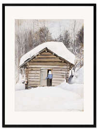 Impression artistique encadrée Old Woman at the Sauna Door