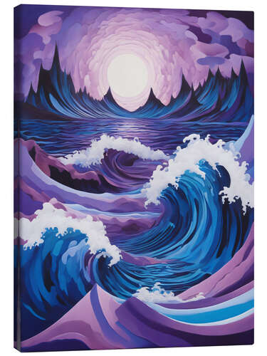 Canvastavla Purple Waves in Moonlight