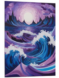 Foam board print Purple Waves in Moonlight