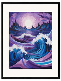 Framed art print Purple Waves in Moonlight