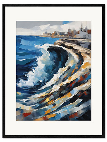 Impresión de arte enmarcada Textured Wave in a Harbor