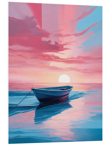 Foam board print Boat in Ocean Sunset