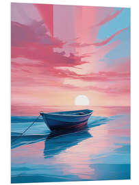 Foam board print Boat in Ocean Sunset