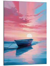 Magnettafel Boot im Ozean Sonnenuntergang