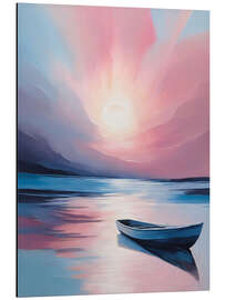 Magnettafel Boot auf einem See bei Sonnenuntergang - Gradient Grooves