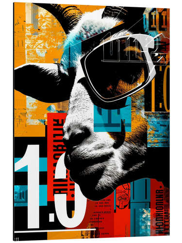 Aluminiumsbilde Retro poster with goat