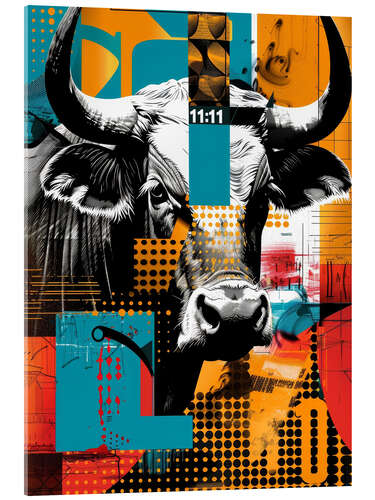 Acrylic print Retro poster with cow