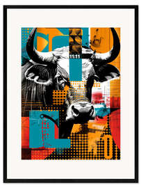 Impression artistique encadrée Retro poster with cow