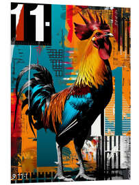 Foam board print Retro poster with rooster