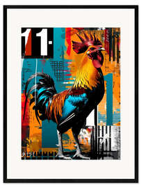 Framed art print Retro poster with rooster