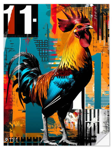 Naklejka na ścianę Retro poster with rooster