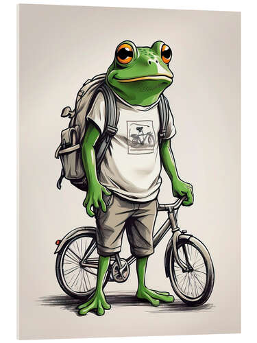 Acrylic print Frog on a bike tour