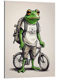 Magnettafel Frosch auf Fahrradtour