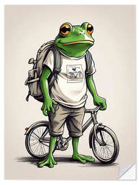 Selvklebende plakat Frog on a bike tour