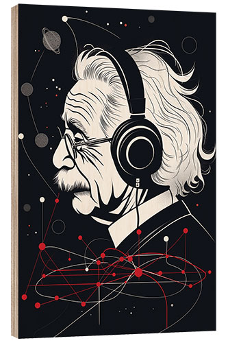 Hout print Albert Einstein physical music