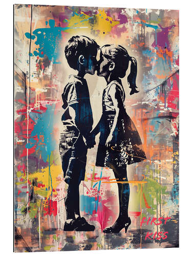 Quadro em plexi-alumínio First Kiss, Street Art Graffiti