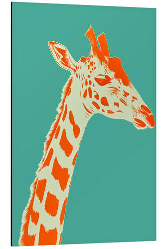 Cuadro de aluminio Giraffe portrait in peach and cyan