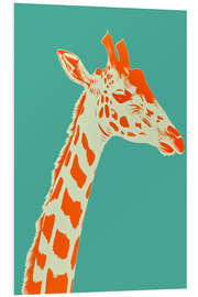 Tableau en PVC Giraffe portrait in peach and cyan