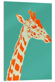 Galleriprint Giraffe portrait in peach and cyan