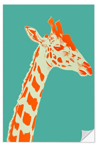 Naklejka na ścianę Giraffe portrait in peach and cyan