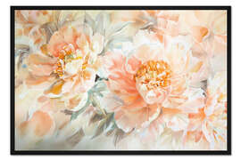 Gerahmter Kunstdruck Pfirsichfarbener Pfingstrosen Traum