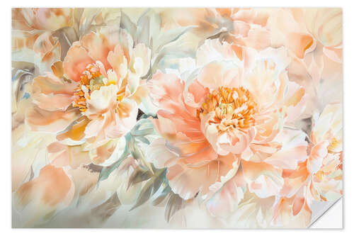 Selvklebende plakat Peachy peony dream