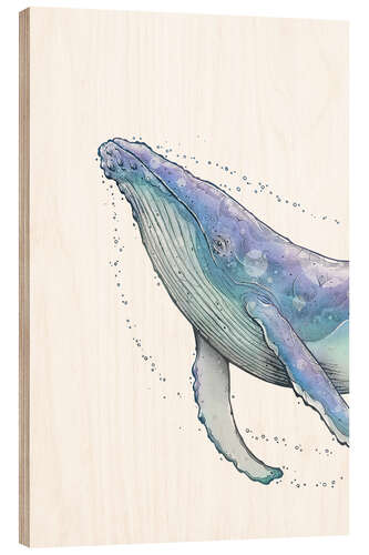 Wood print Humpback whale II