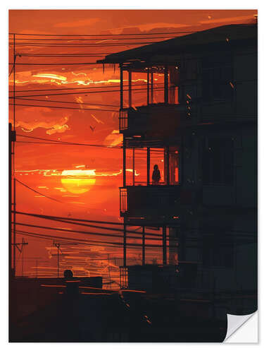 Selvklæbende plakat August sunset