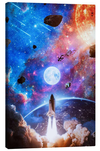 Canvas print Rocket Mission to Moon and Universe Exploration