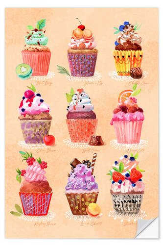 Selvklebende plakat Cup cakes collection