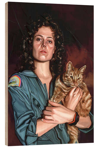 Hout print Alien - Sigourney Weaver