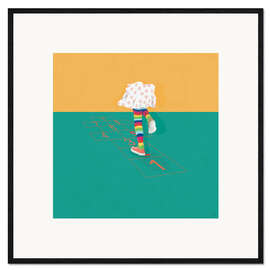Ingelijste kunstdruk Hop hop hop hopscotch game