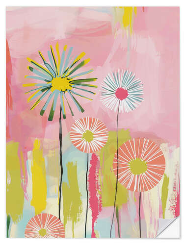 Selvklebende plakat Dandelion meadow of the big city