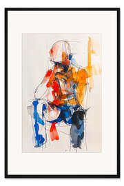 Gerahmter Kunstdruck Sitzender Mann