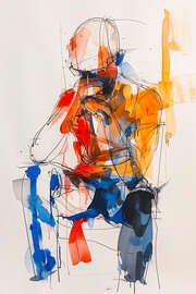 Magnettafel Sitzender Mann