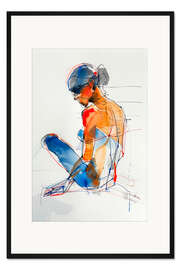 Gerahmter Kunstdruck Nachdenkliche Frau