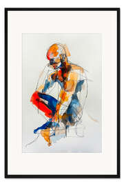 Gerahmter Kunstdruck Nachdenklicher Mann