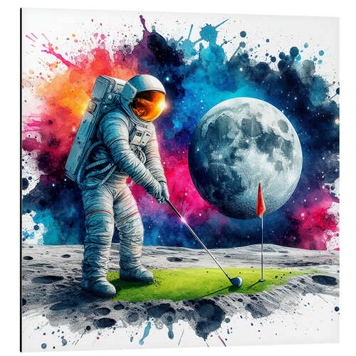 Stampa su alluminio Astronaut plays golf I