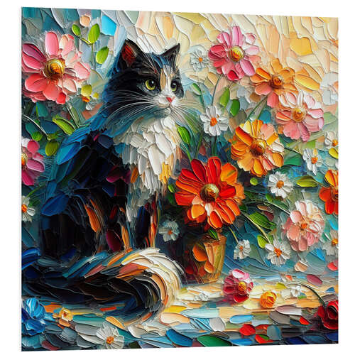 Tableau en PVC A cat with a flower vase