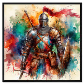 Gerahmter Kunstdruck Mittelalterlicher Krieger
