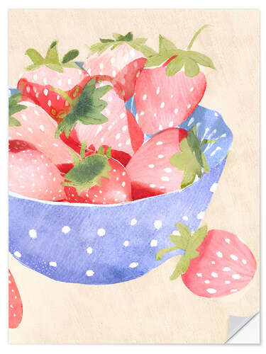 Selvklebende plakat Sweet Strawberries