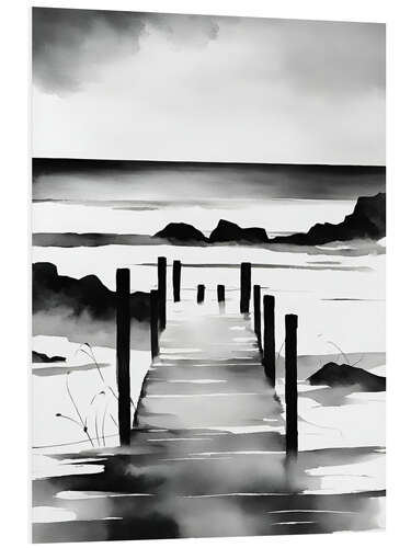 Foam board print Wooden pier on the beach