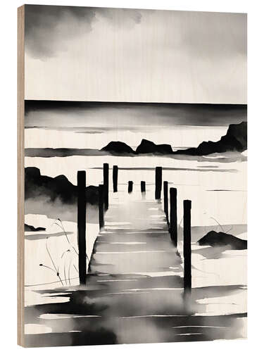 Tableau en bois Wooden pier on the beach