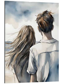 Magnettafel Jugendliches Paar blickt aufs Meer