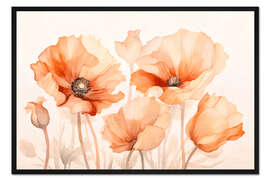 Gerahmter Kunstdruck Pfirsichmohnblüten