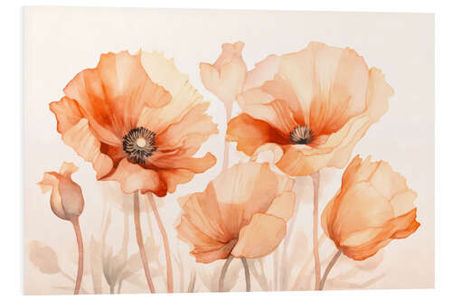 Tableau en PVC Peach Poppy Flowers