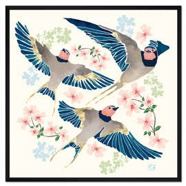 Gerahmter Kunstdruck Schwalben Neuanfang II