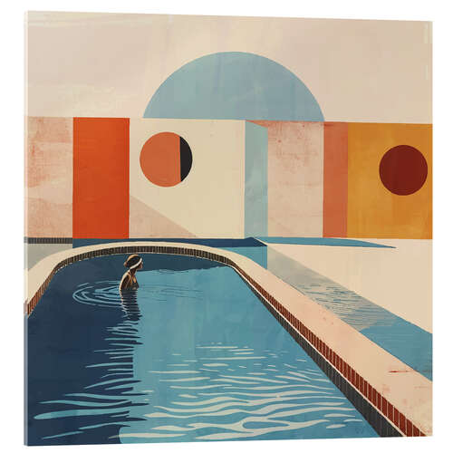 Acrylic print Mid Century Swimming Pool