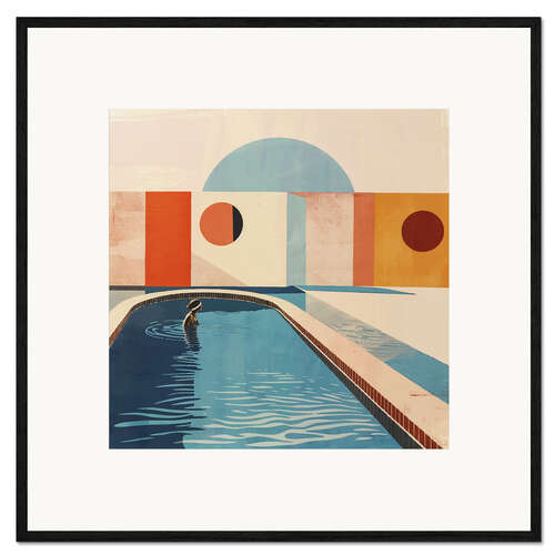Framed art print Mid Century Swimming Pool