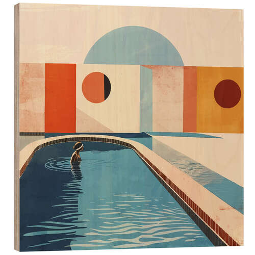 Obraz na drewnie Mid Century Swimming Pool